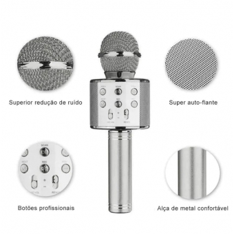 WS-858 - Microfone infantil de Karaoke Microfone de Brinquedo Sem Fio Bluetooth