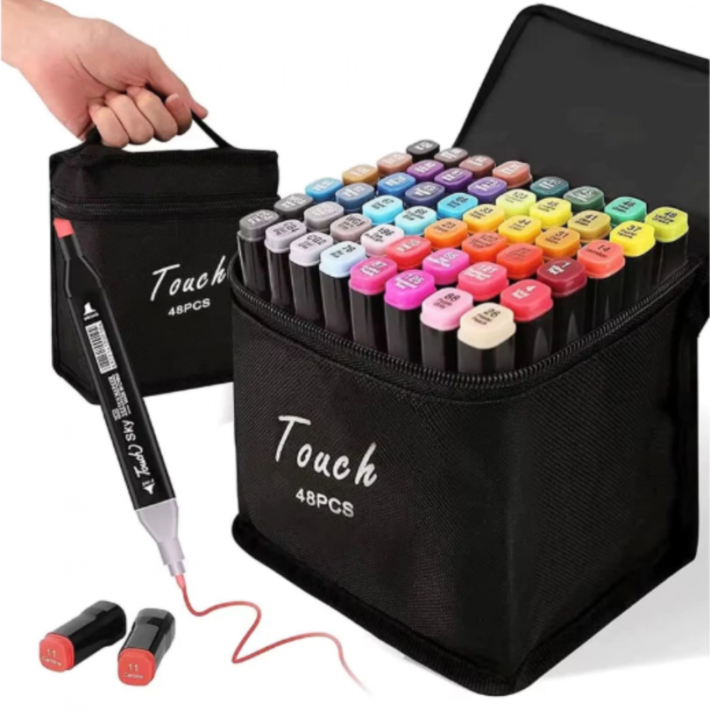 Estojo Kit 48 Canetinhas Marcadores Pintura Bobbie Goods