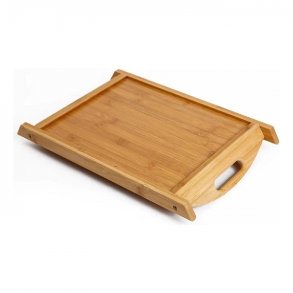 Bandeja Em Bambu Com Alça Para Servir Retangular 34X23Cm