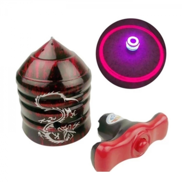 Pião Musical Luminoso Com Lançador Automatico Piao Com Luz