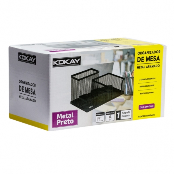 Organizador De Mesa Metal Aramado Porta Papel Canetas Clips