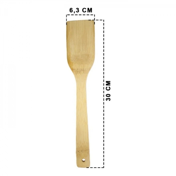 1 Colher Pau e 1 Espátula Madeira 30 Cm Utensílios Colher Bambu Grande