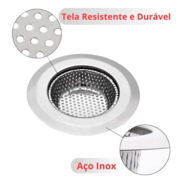 Ralo para Pia Prime Aço Inox com Borda Cozinha Ralinho - 5,4cm