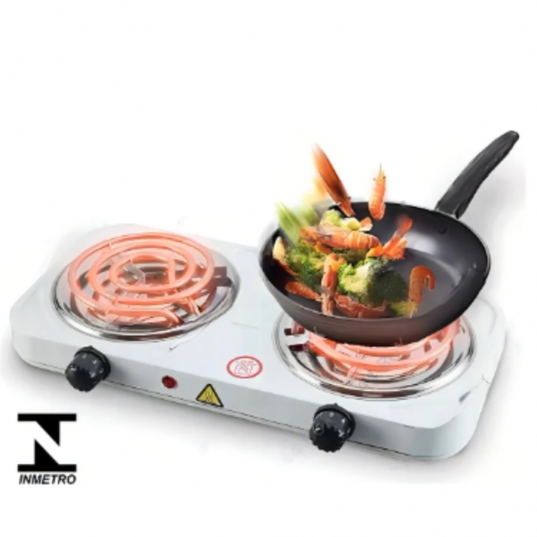 Fogão elétrico portátil Anafe NZA Fogareiro com 2 queimadores cor branca 127V