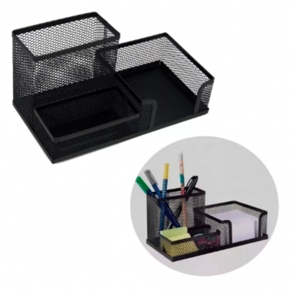 Organizador De Mesa Metal Aramado Porta Papel Canetas Clips