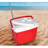 Caixa Térmica Cooler Com Alça 26 Litros Porta Copos Na Tampa