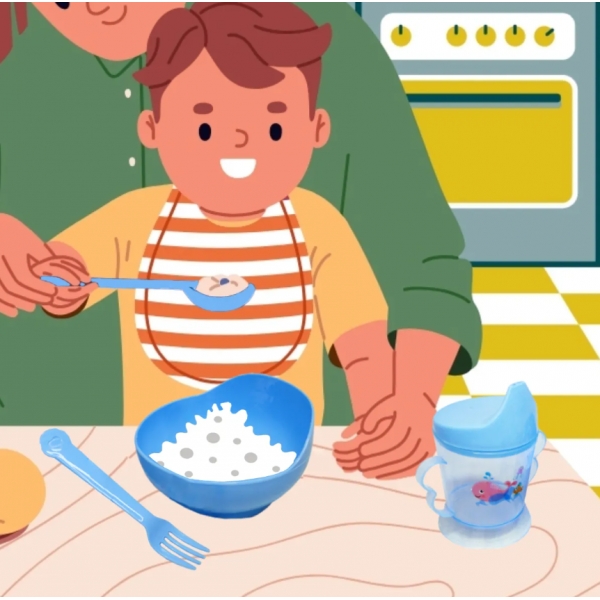 Kit Papinha Bebê 4 Peças: Tigela + Copo com Alça + Garfo e Colher - Ideal para Introdução Alimentar Envio Aleatorio