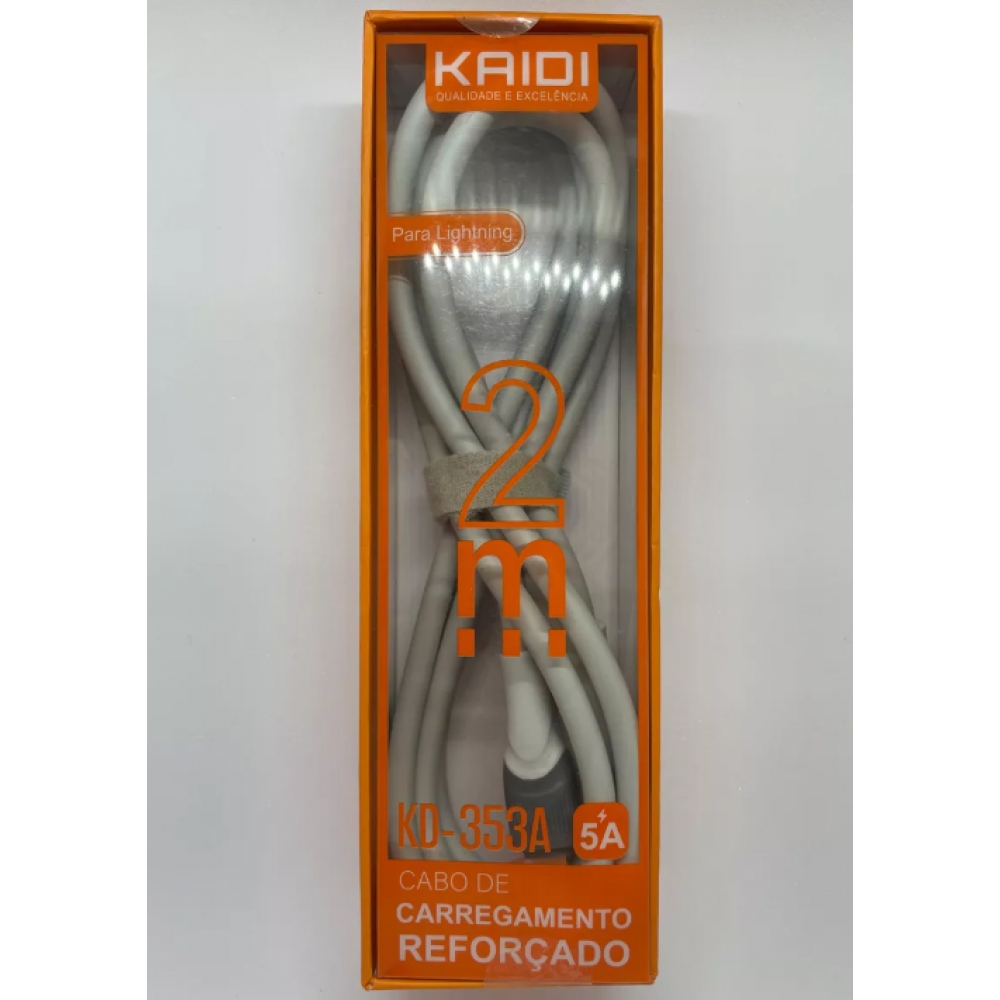 Cabo de Carregamento Reforçado 2 metros USB para Lightning/IOS KAIDI KD-353A