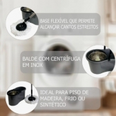 Mop Giratorio Balde 9 Litros Com Cesto Inox Cor Preto