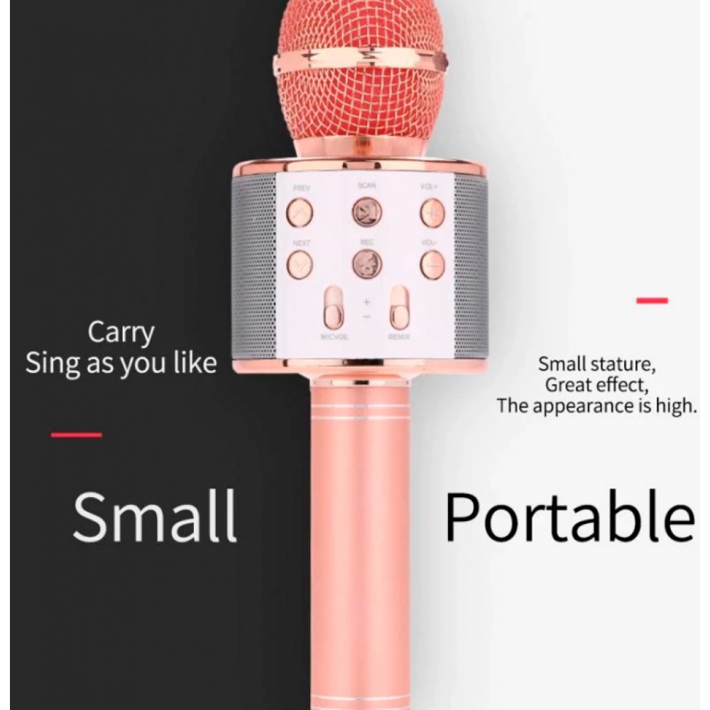 WS-858 - Microfone infantil de Karaoke Microfone de Brinquedo Sem Fio Bluetooth