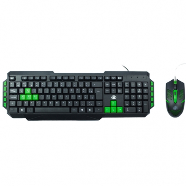 Kit Teclado E Mouse Gamer KG-03R Nemesis Start 2.0 Preto E Verde Mais Mouse Pad Gamer Nemesis