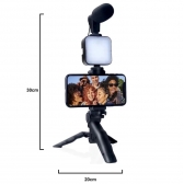 Kit Youtuber Tripe Vlog Live Suporte Celular Led com Microfone Fazer Vídeos