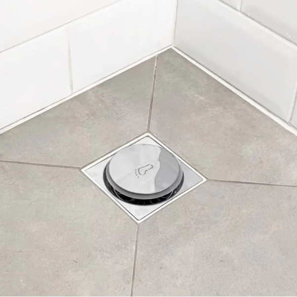 Ralo Click quadrado Inteligente 10x10cm Cromado Inox Banheiro Veda Cheiro