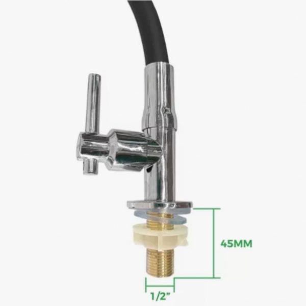 Torneira Para Cozinha Bancada Flexível Tubo Preto 2 Jatos