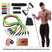 Kit 11 Elastico Extensor Treino Funcional Academia Em Casa Ginastica