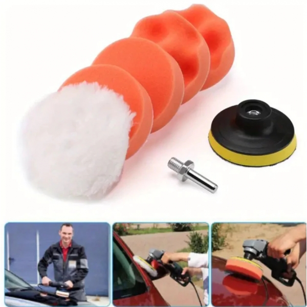 8 Peças Kit Boina Polimento Automotivo Espuma e Lã 3 Polegadas para Furadeira e Parafusadeira
