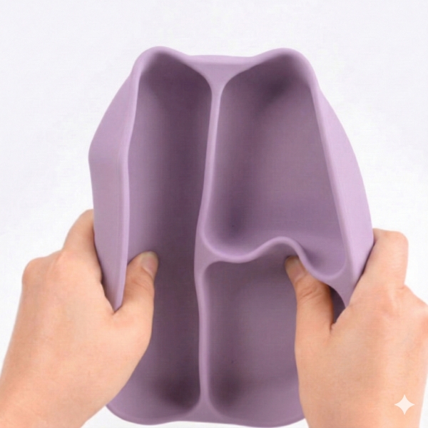 Kit 6 Alimentação Bebê Silicone Prato Babador Copo Tigela Cor Lilas Introdução Alimentar infantil