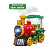 Trenzinho Com Fumaça Luzes E Som Brinquedo Interativo Vermelho/amarelo/verde