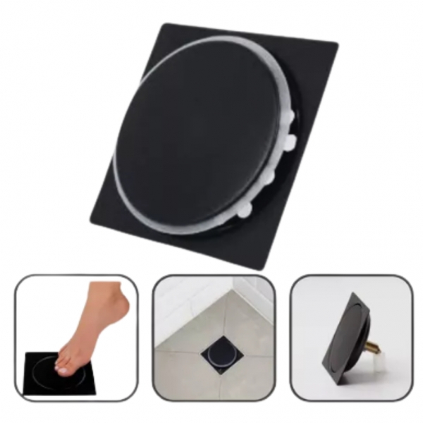 Ralo Click Para Banheiro 15x15 Preto Fosco Inteligente