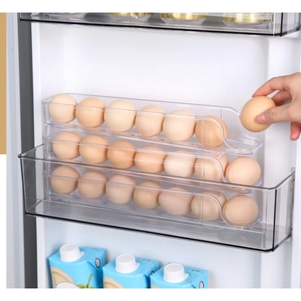 Porta Ovos Suporte 3 Andares Rolante Para 21 Ovos Dispenser Armazena e organizador de Geladeira