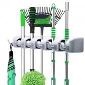 Suporte Organizador Multiuso 5 Lugares 6 Ganchos Porta Vassoura Rodo Chaves Posições