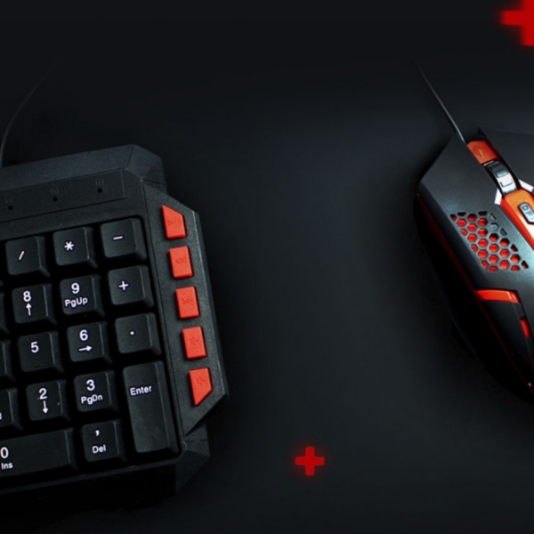 Kit Teclado E Mouse Gamer KG-03R Nemesis Start 2.0 Preto E Vermelho Mais Mouse Pad Gamer Nemesis