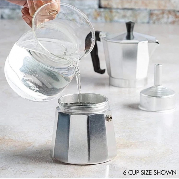 Cafeteira Italiana Alumínio 6 Xícaras Aço Decorada Top Cafeteira Rápida 1,4 litros