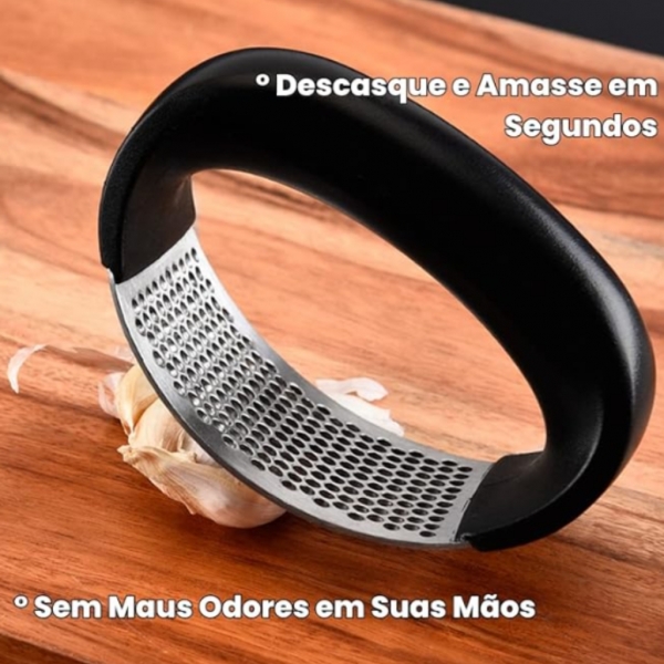 kit Espremedor Amassador Triturador De Alho e Amolador Faca Afiador Profissional com cabo 3 EM 1