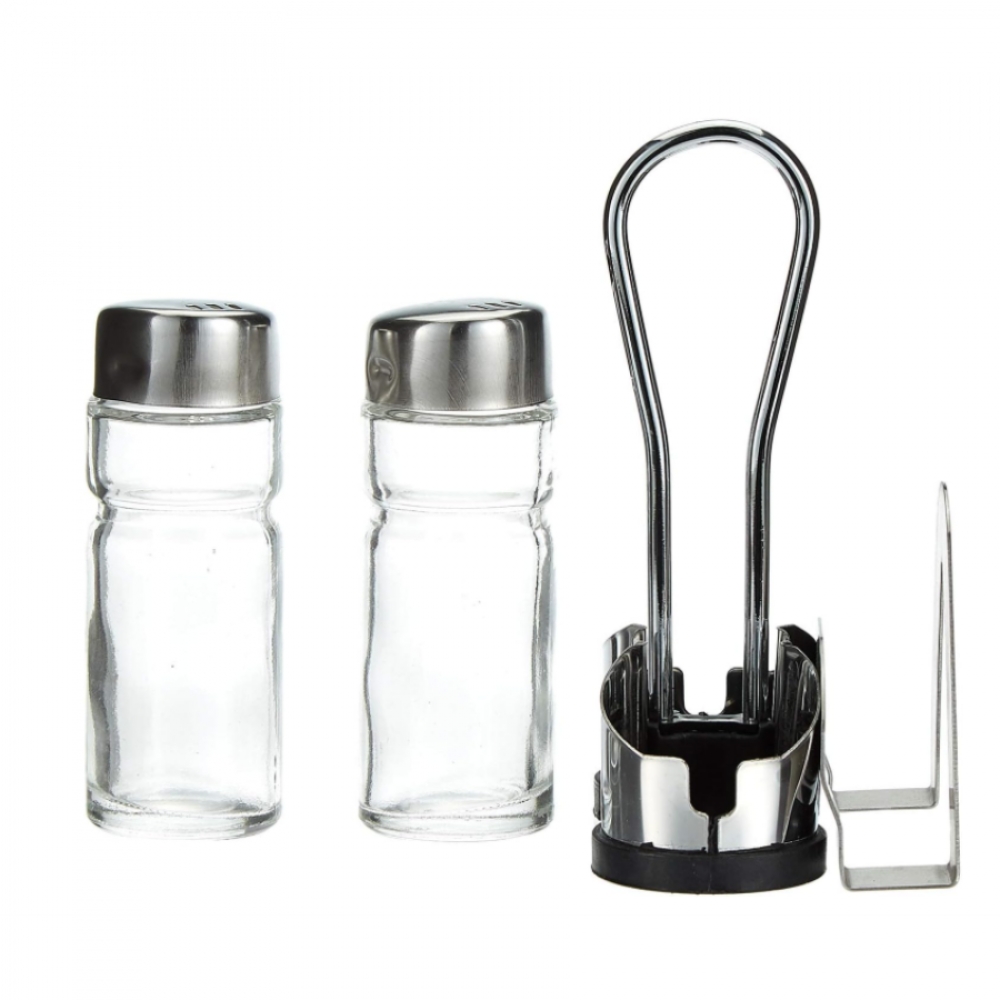 Jogo Galheteiro De Saleiro E Pimenteiro Com Porta Guardanapo