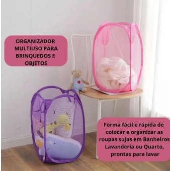 Cesto Roupa Suja Multiuso Organizador Dobrável Brinquedo