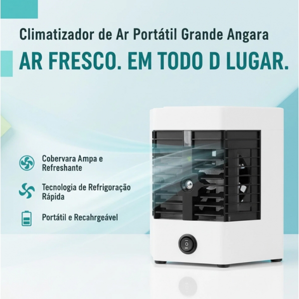 Mini Ar Condicionado Climatizador Usb Portátil Umidificador Cor Branco E Cinza Voltagem 110V