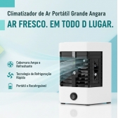 Mini Ar Condicionado Climatizador Usb Portátil Umidificador Cor Branco E Cinza Voltagem 110V