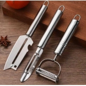 Kit 3 Descascadores Inox Legumes, Frutas Escama Peixe Queijo