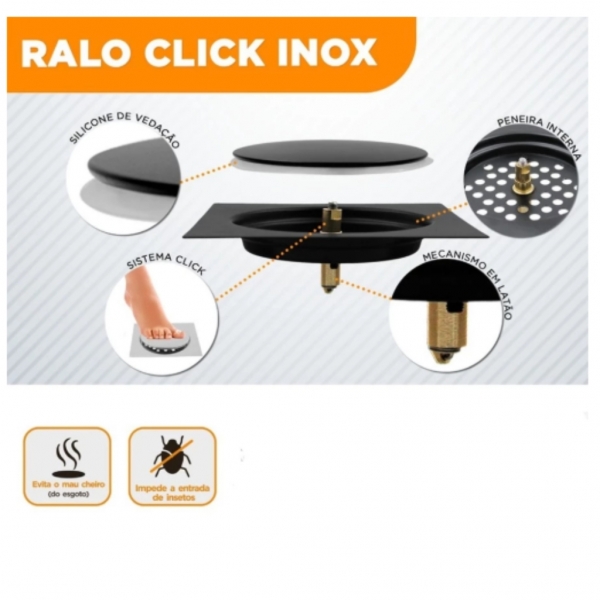 Kit 2 Ralo Inteligente Click 15x15 Cm Inox Banheiro Lavabo Veda Cheiro