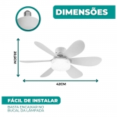 Ventilador De Teto Silencioso Econômico Com Luz Led Lâmpada