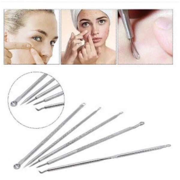 Kit 7 Curetas Remove Cravos Espinhas Aço Inoxidável Com Estojo