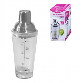 Coqueteleira De Vidro Tampa Inox Drink Bartender Barman Luxo