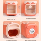 Porta Lápis em formato de Mini Geladeira - Porta Objetos com adesivos - Kawaii