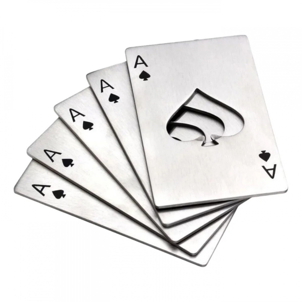 Kit 5 Abridor Garrafa Cerveja Carta Baralho As Espadas Inox