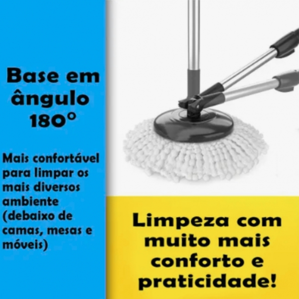 Mop Giratorio Balde 9 Litros Com Cesto Inox Cor Preto