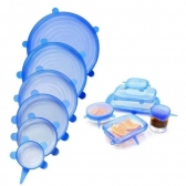 Kit com 6 tampas de silicone universal elástica para pote panela forma