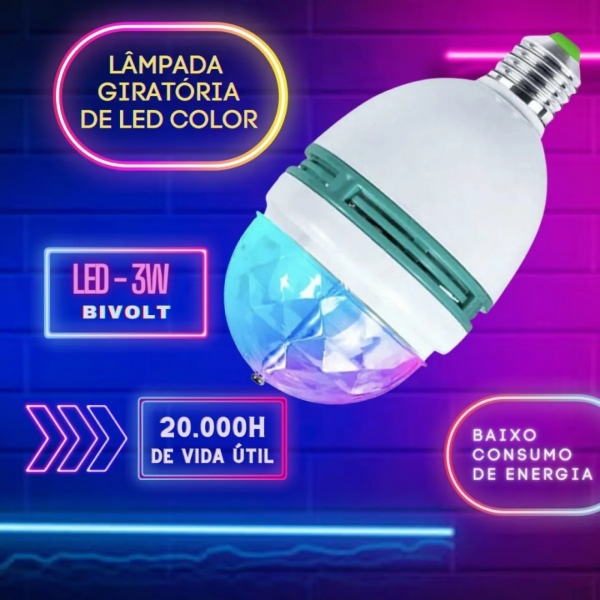 Lâmpada Led Globo Colorido Giratório Para Festa Discoteca