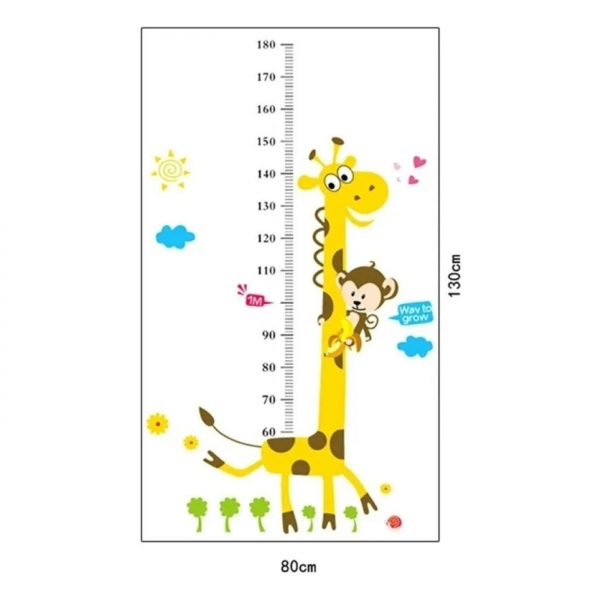 Adesivo Regua Girafa De Parede E Porta Medir Altura