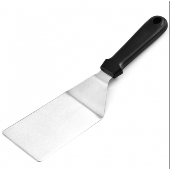 Kit Espátula Chapeiro Profissional de Inox 2 Peças Reta + Curva - Cozinha Burger Churrasco