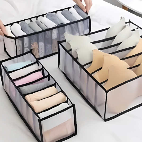 Kit 3 Organizadores De Gaveta Dobrável Sutiã Cuecas Calcinha