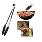 Pinça Pegador Culinário Silicone 30 Cm Multiuso Inox Fritura Vermelho