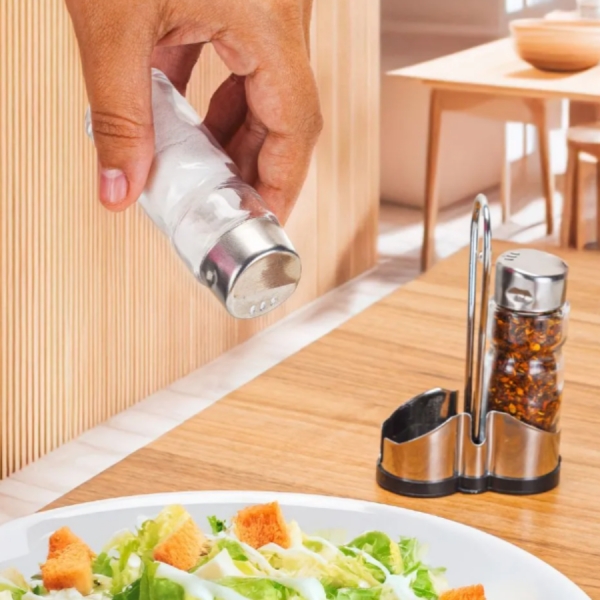 Jogo Galheteiro De Saleiro E Pimenteiro Com Porta Guardanapo