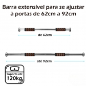 Barra Fixa Porta Exercício Crossfit Treino Musculação Barra Ajustável Porta 62cm 92cm GT369