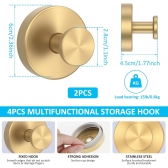 Gancho De Ventosa De Aço Inoxidável Dourado , Suspensão De Parede Sem Perfuração Para Chuveiro , Banheiro A Vácuo