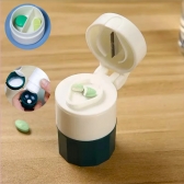 Porta Comprimido Multiuso Com Cortador E Amassador Armazenamento Duplo